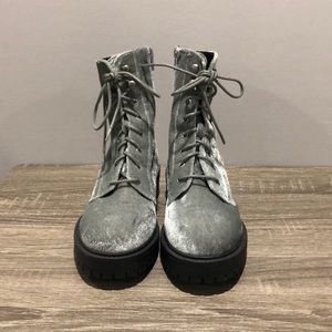 Report gray velvet doc marten inspired boots